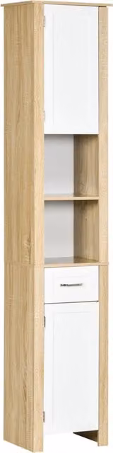 Mobile Bagno Alto Minimal Bianco con Cassetto e 2 Ante L/P/H: 37 x 30 x 184 cm