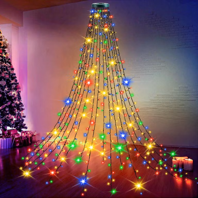 Catena luminosa con 400 LED, 8 modalità, luce bianco caldo, 2 metri, con spina di tipo EU