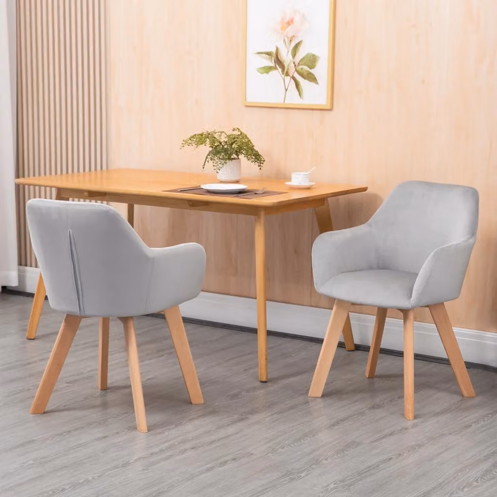 Set di 2 sedie imbottite in velluto grigio e legno GIORDANOSHOP L/P/H: 54 x 57 x 80 cm – 2
