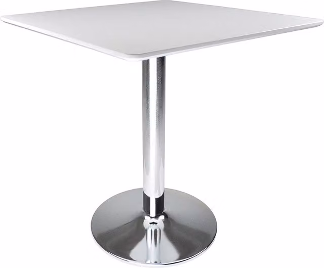 Tavolo da bar quadrato SAMIRA bianco con colonna centrale, L/P/H: 80 x 80 x 74 cm
