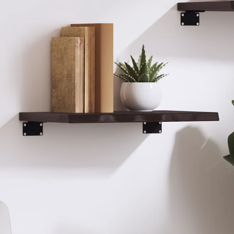 Ripiano da muro vidaXL in rovere massello marrone scuro L: 40 cm, P: 30 cm, H: 2 cm