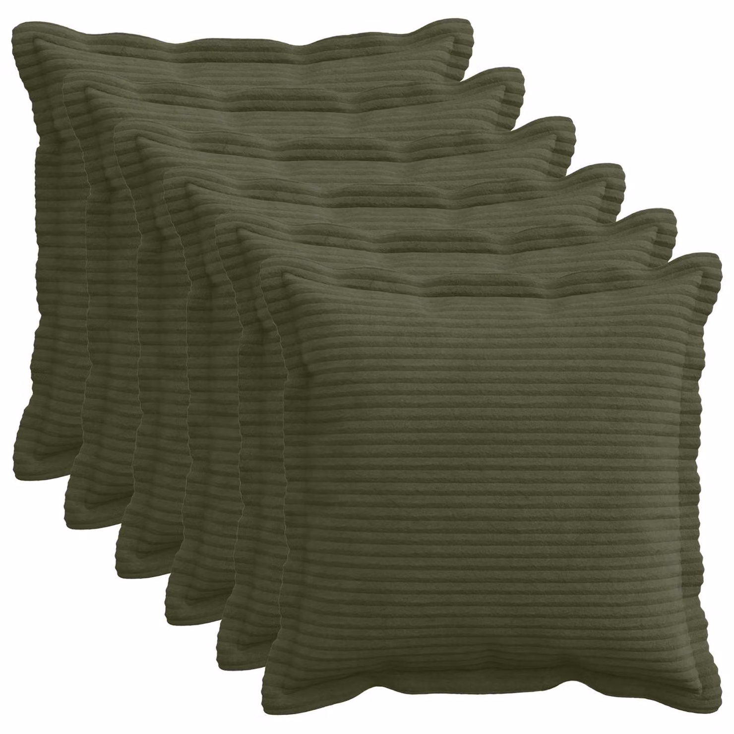 Set di 6 federe vidaXL HOUTEN in velluto a coste, colore verde, L 30 cm x P 30 cm