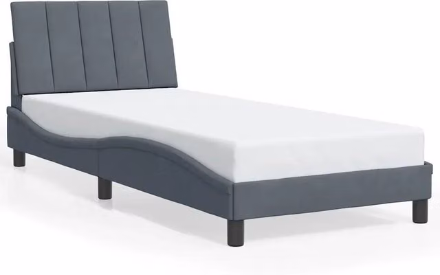 Letto singolo Hanko in velluto grigio scuro per adulti L/P/H: 200 x 80 x 74,5 cm