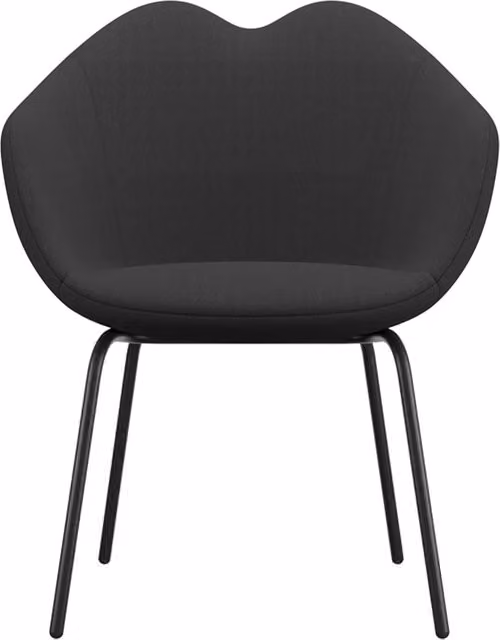 Sedia in tessuto Qeeboo XOXO con struttura in metallo, Grigio e Nero
