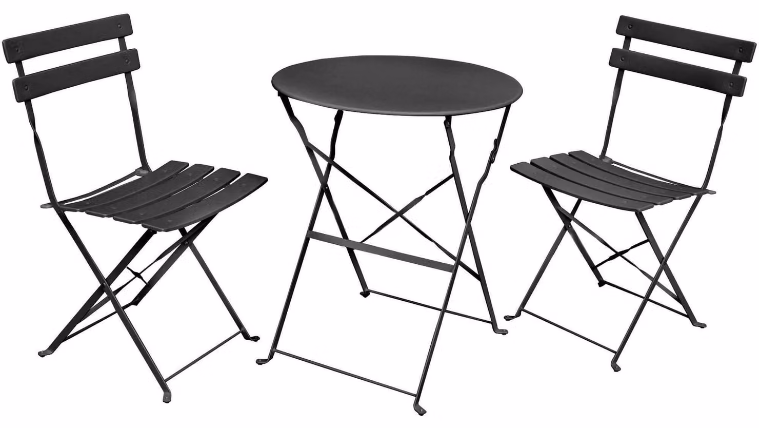 Set di mobili da balcone raumhirsch ORION, composto da: tavolo pieghevole, 2 sedie pieghevoli, struttura in metallo, set da giardino per esterni, set bistro, colore nero