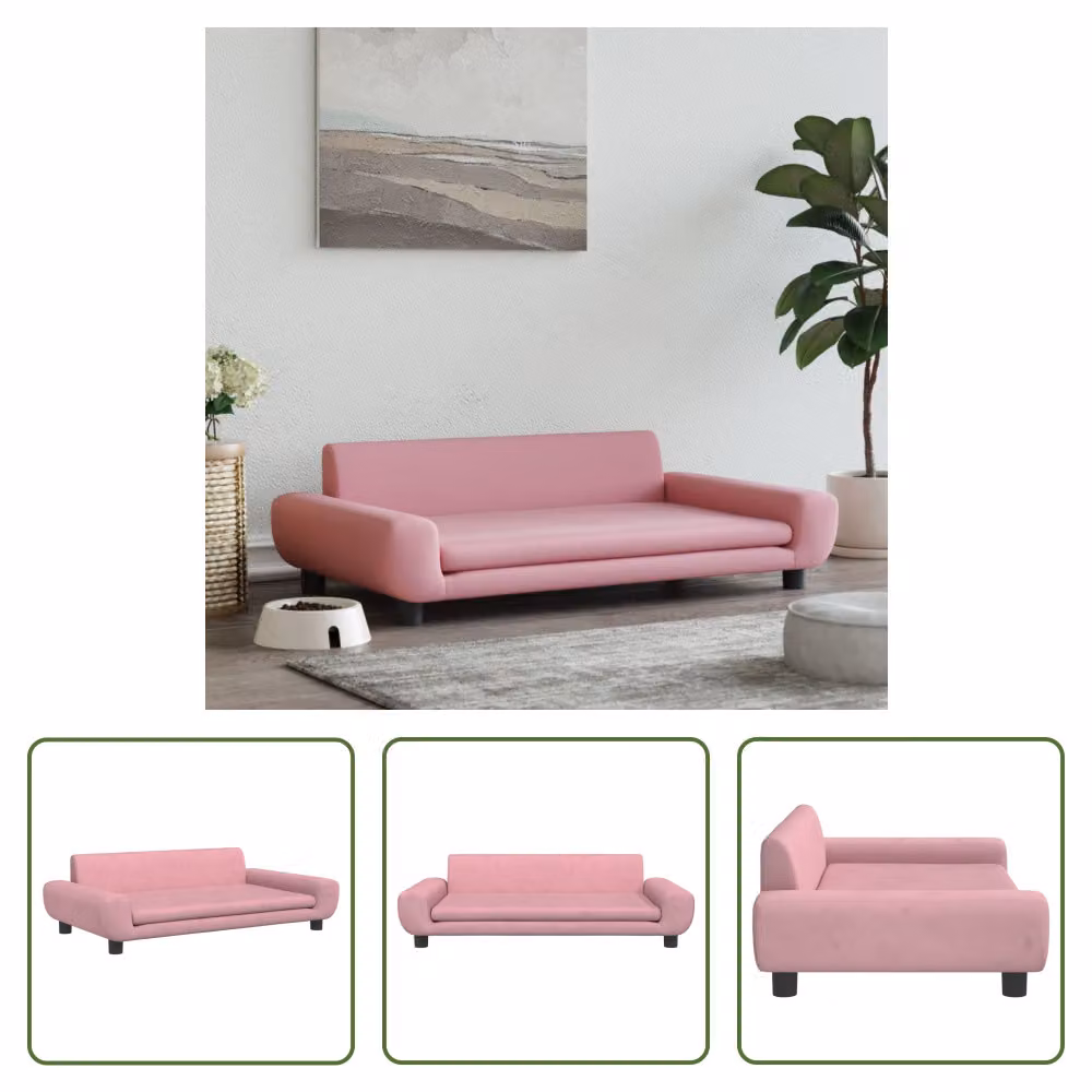 The Living Store Letto per cani Rosa 100x54x33 cm in velluto