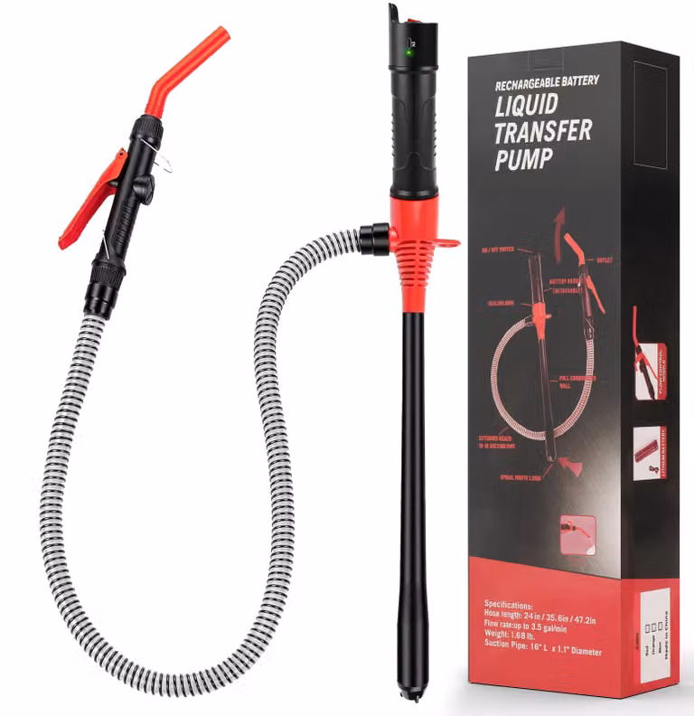 Pompa carburante ricaricabile con batteria da 15000 mAh, portata di 3,5 galloni al minuto