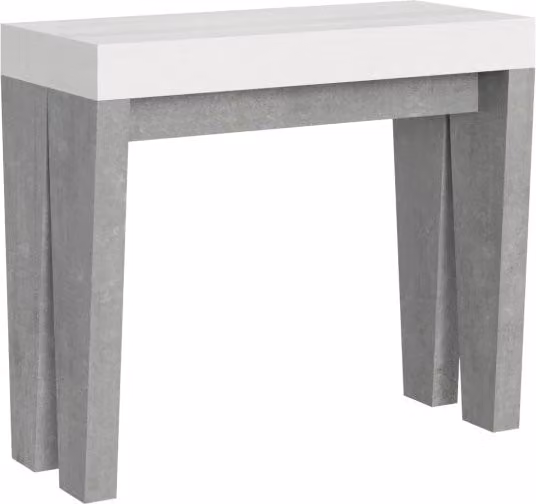 Consolle allungabile 90x40/300 cm SpimboX Mix piano Bianco Frassino - struttura Cemento