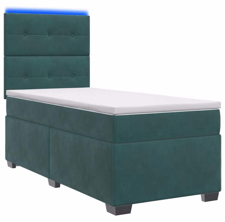 Letto a molle con materasso verde scuro 90 x 200 cm in velluto