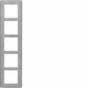 Cornice Berker a 5 moduli verticale, Q.7, acciaio inossidabile spazzolato, acciaio inossidabile, acciaio inossidabile, senza viti, Berker, Q.7, IP20