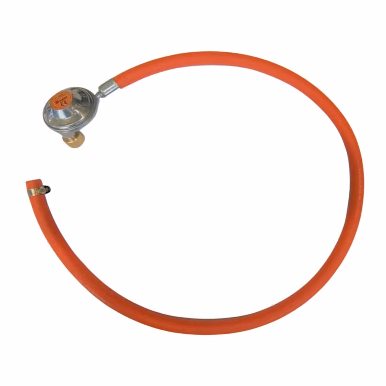 Tubo flessibile per gas propano-butano Zatechs 1 m 20 bar Ø9 mm con riduttore Bradas 37 mBar filettatura 3/8" - Tubo flessibile per gas da campeggio per il collegamento di radiatori a gas