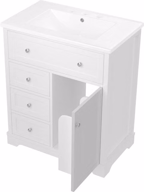 Armadio da bagno con lavabo, 76x46x87 cm, Bianco