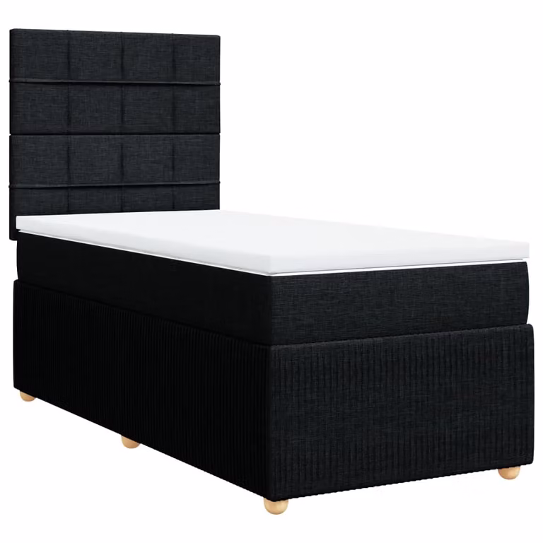 Giroletto a Molle con Materasso Nero 100x200 cm in Tessuto