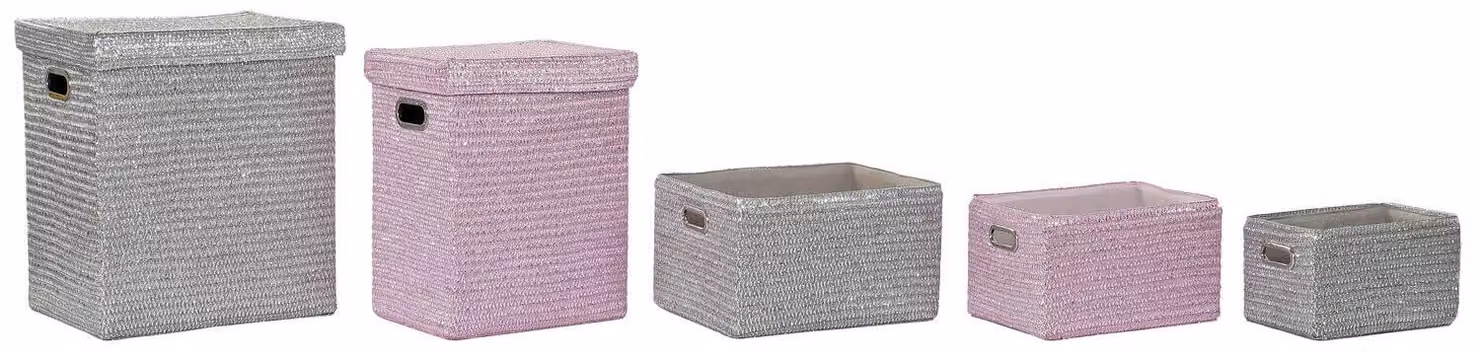 Set di 5 cesti portaoggetti in plastica PP, dimensioni 44x36x50 cm, colorati