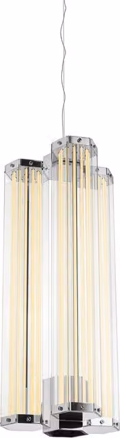 Lampada a sospensione Flos SuperWire in vetro trasparente e alluminio argento con tecnologia LED dimmabile luce bianca calda