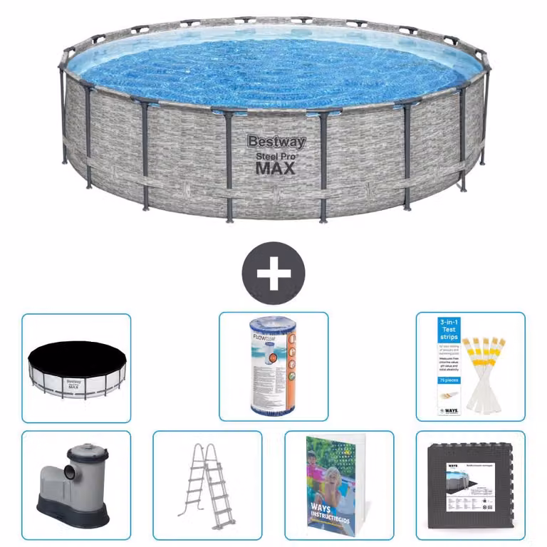 Piscina gonfiabile Bestway Steel Pro MAX, rotonda, 549x122 cm, composta da 6 parti, modello S563