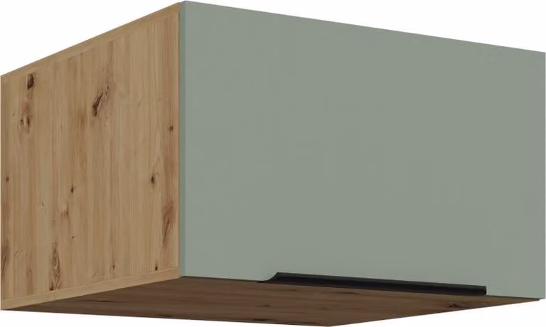 Mobile alto profondo con ante battenti LUNARA - larghezza 60 cm, verde / rovere artigianale