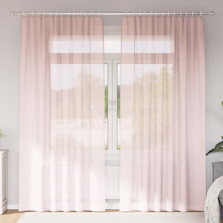 Set di 2 tende in voile semi-trasparenti vidaXL rosa chiaro con tasche per asta