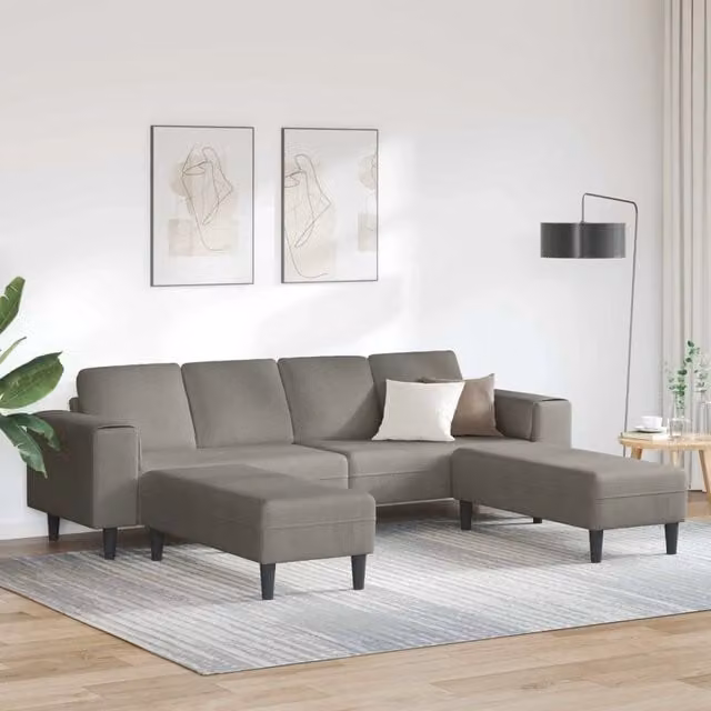 Divano Grigio chiaro 250 x 188 x 76 cm Tessuto in Cords 3335131
