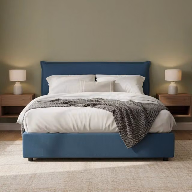 Letto Matrimoniale Aishia Talamo Italia con Materasso Incluso, Blu, L/P: 160 x 200 cm