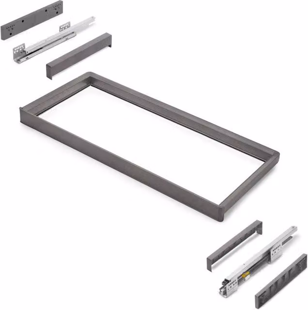 Telaio con guide a estrazione totale e chiusura morbida per accessori per armadi Quartz, 712-738mm, Alluminio e plastica