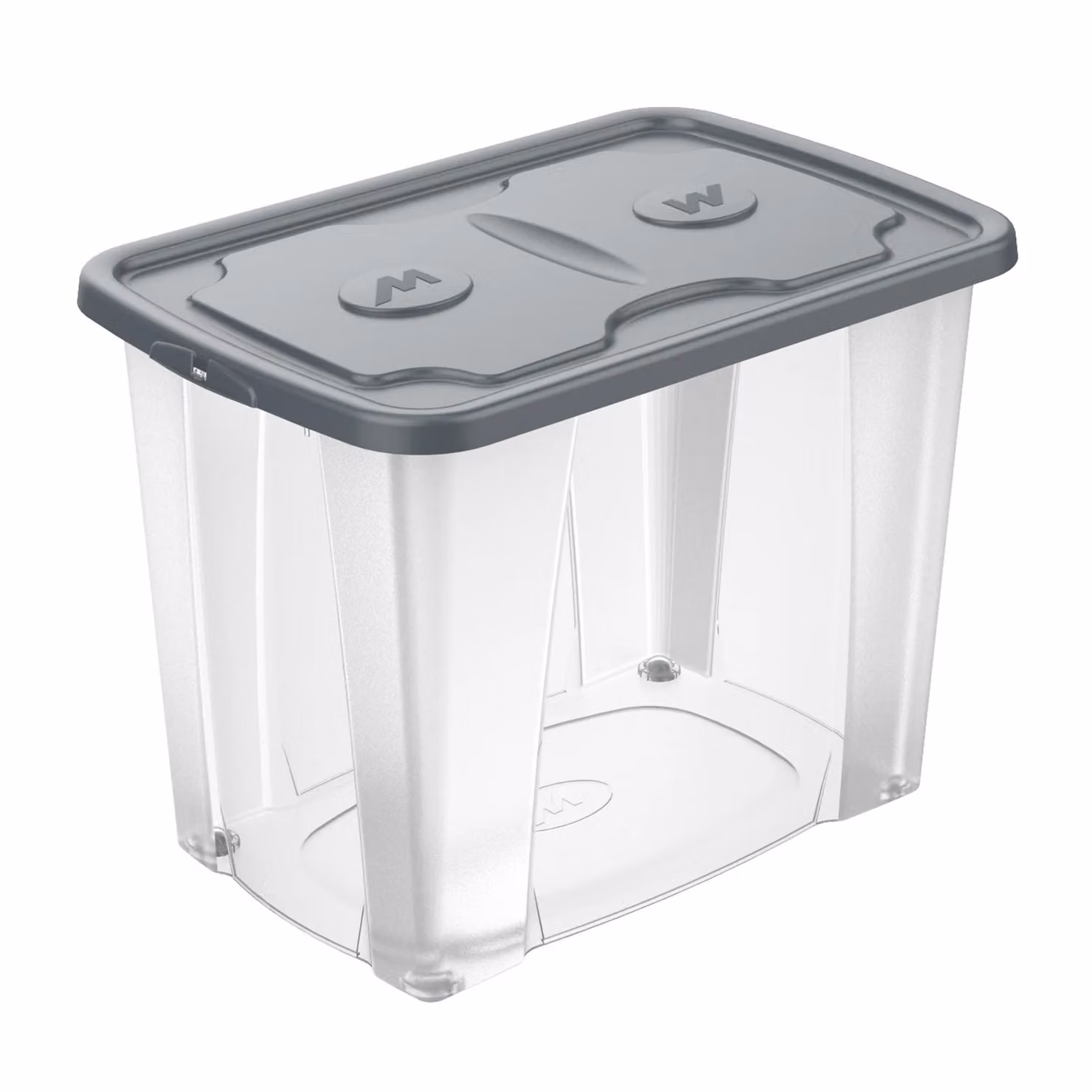 M-HOME Contenitore Trasparente con Coperchio SimplyBox 5 da 64 Litri, Colore Antracite, H 45 cm x L 39 cm x P 59 cm – 1