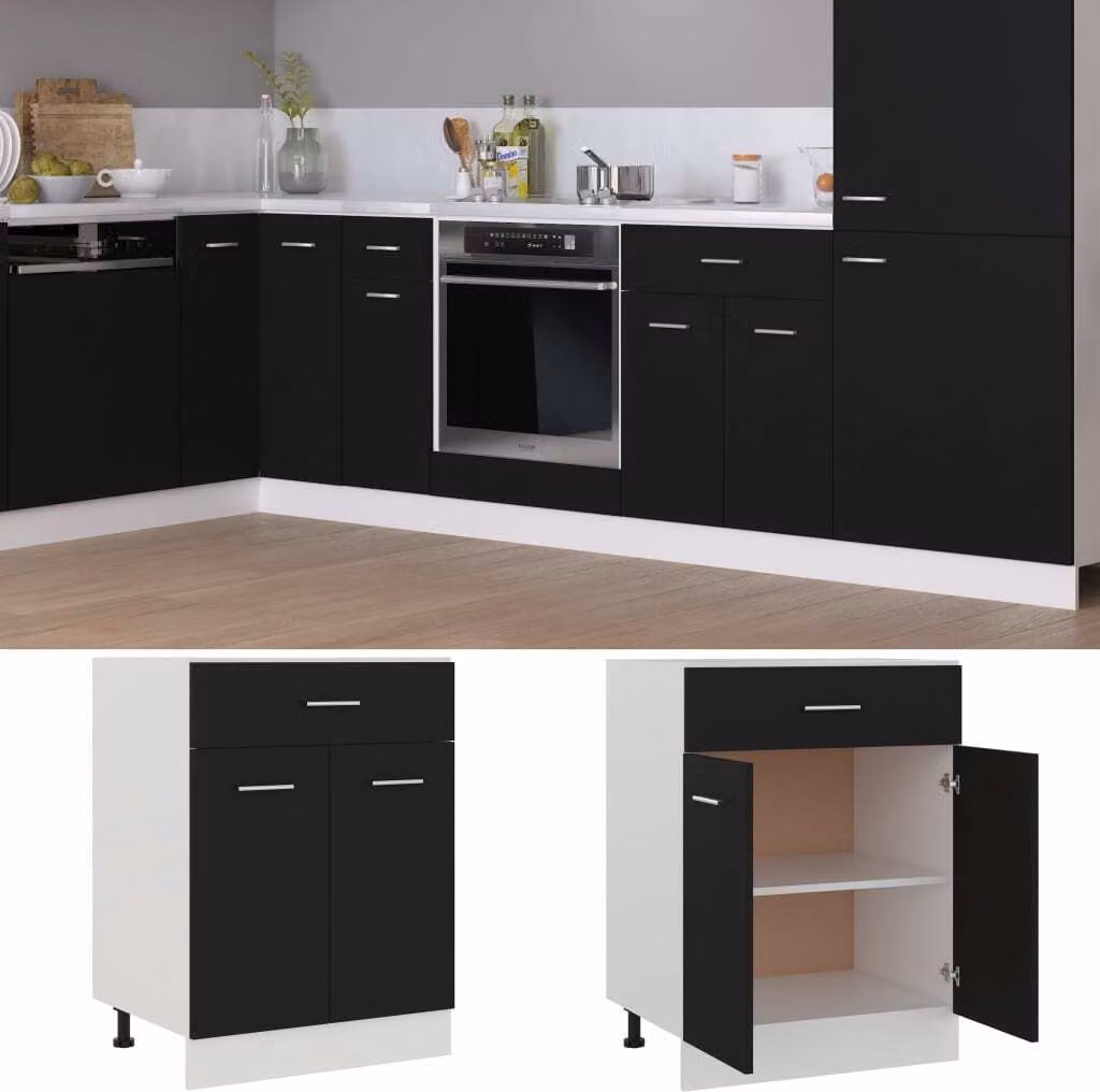 Armadio Inferiore con Cassetto “Lyon” Nero 60x46x81,5 cm