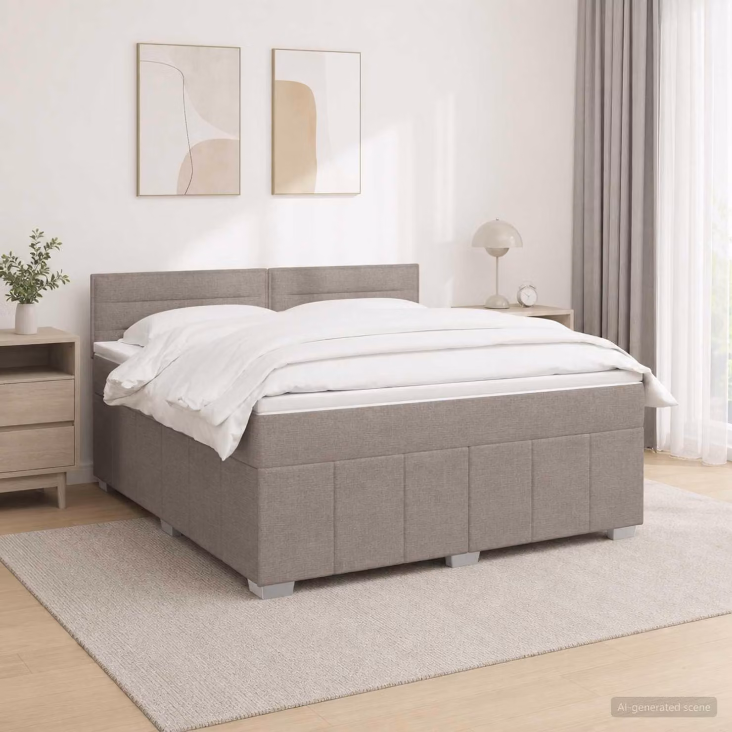 Maison Exclusive - Letto boxspring con materasso Taupe 140 x 190 cm Tessuto