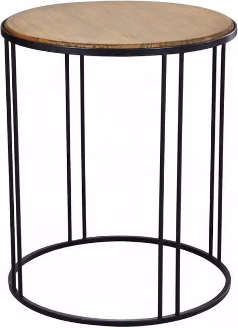 Tavolino Arkell Cosma in stile industrial con piano in legno e struttura in metallo, nero e marrone, forma quadrata