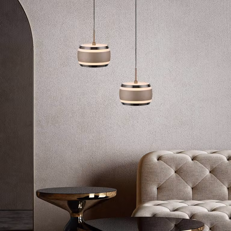 PURE Lampada LED a sospensione Falling Rings, bronzo, Ø 13 cm, CCT dimmerabile, Bronzo / Ottone antico, Soggiorno / Sala da pranzo, Metallo, Moderno