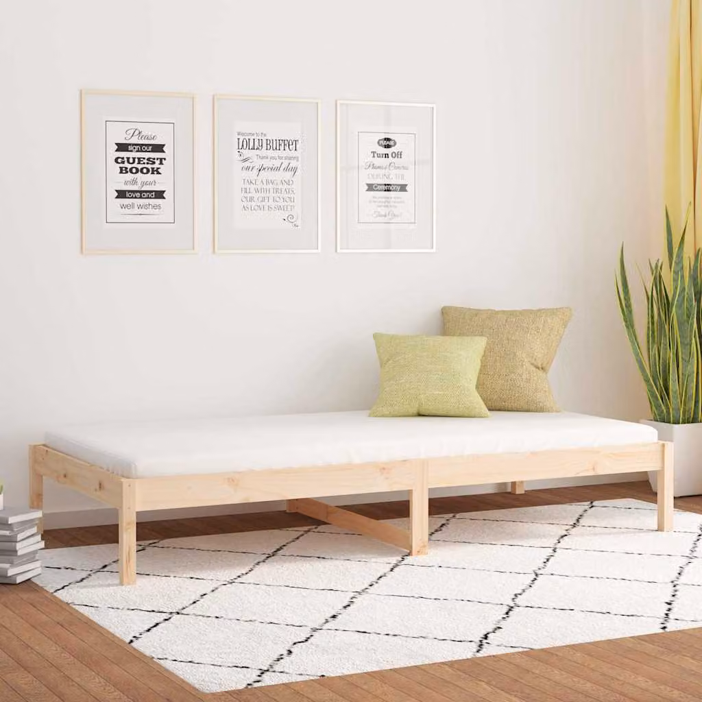 vidaXL Letto Singolo in Legno Massello di Pino Rustico L/P/H: 190 x 90 x 30 cm
