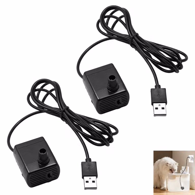 2 mini pompe sommergibili, alimentazione USB, DC 5 V, 1-3 W, portata 200 l/h