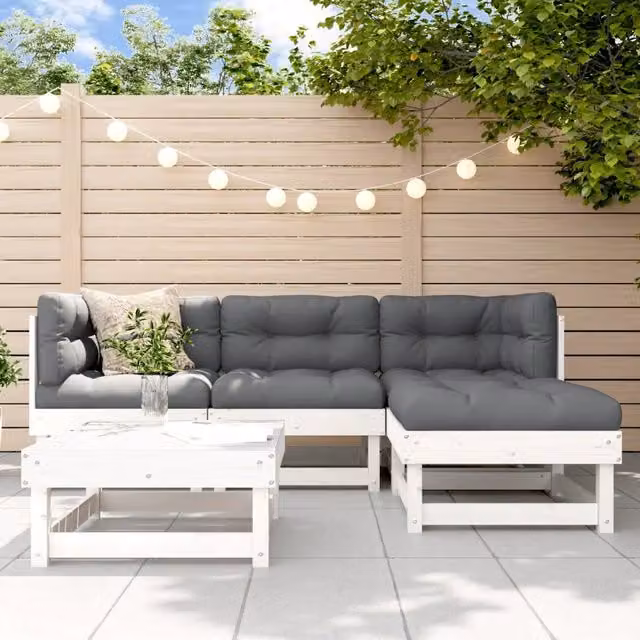 Set Salotto da Giardino 5 pz in Legno Massello di Pino Bianco 3186159
