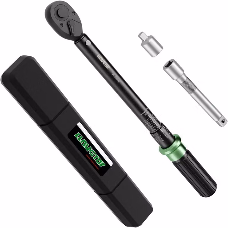 Chiave dinamometrica da 1/2 pollice per auto, con coppia da 20-220 Nm, inclusa prolunga e adattatore, set da 3 pezzi.