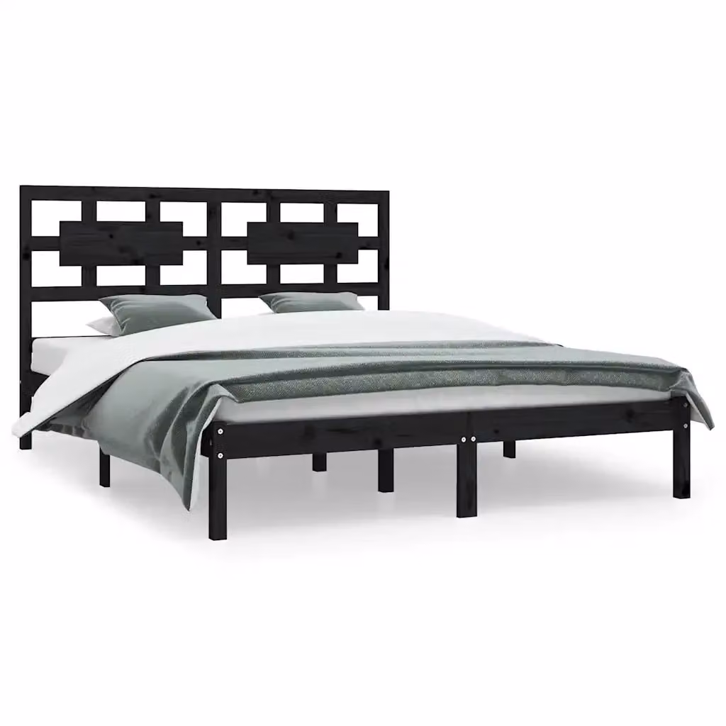 Giroletto Nero in Legno Massello di Pino per la tua Camera da Letto L/P: 200 x 200 cm – 2