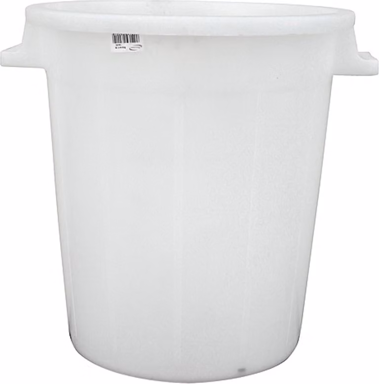 Contenitore in plastica bianco da 120 litri, barile multiuso, contenitore in plastica, bidone, bidone universale