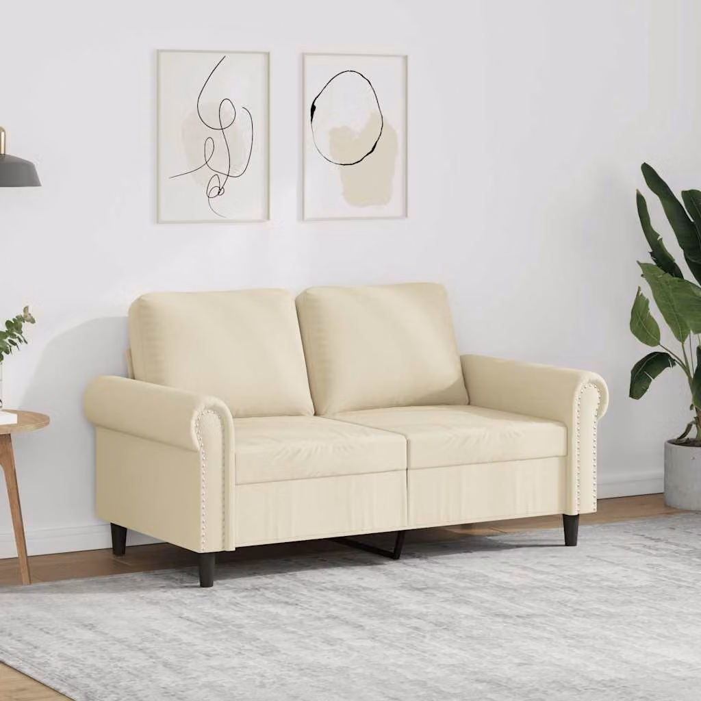 Divano a 2 posti moderno vidaXL in similpelle beige con struttura in metallo e imbottitura in schiuma L: 152 cm, P: 77 cm, H: 80 cm