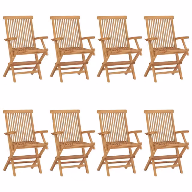 Sedie Pieghevoli con Cuscini Rosso Vino 8pz Legno Massello Teak 3072913
