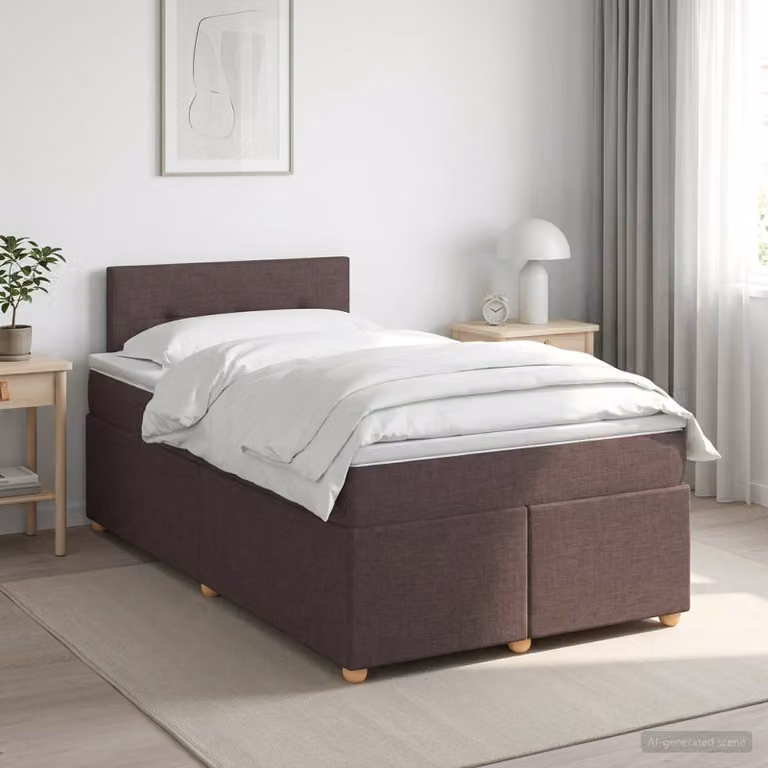 Letto box spring ibrido vidaXL con materasso a molle insacchettate, Marrone e Bianco, L/P/H: 200 x 120 x 88 cm