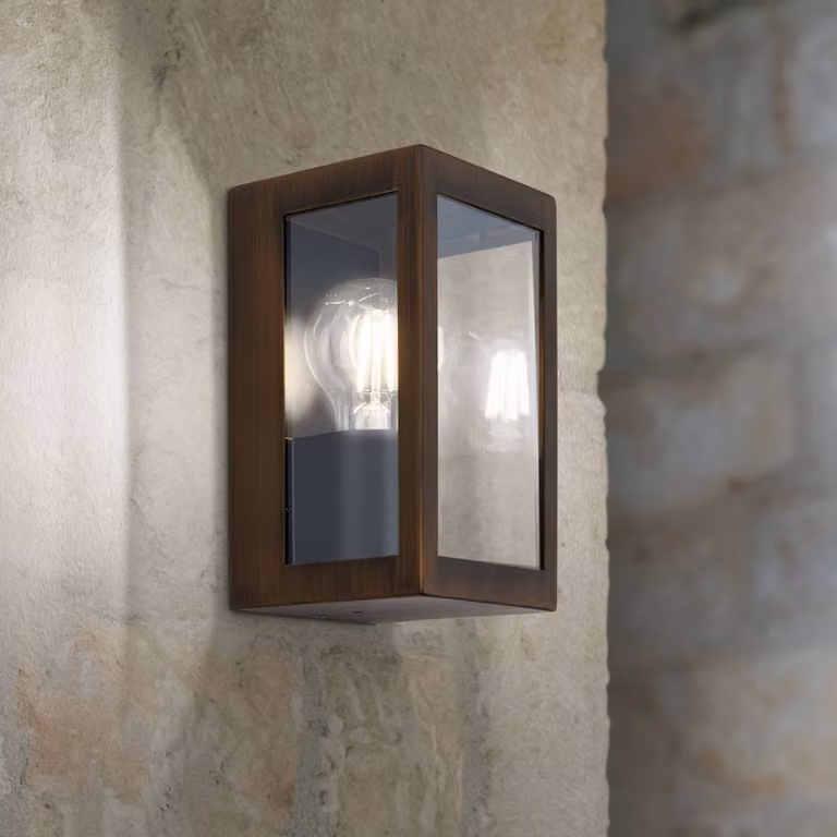 ORION Applique da esterno Lumina, nero ruggine, acciaio inox, vetro, IP44 dimmerabile, Marrone / Ruggine, Acciaio Inox, Moderno