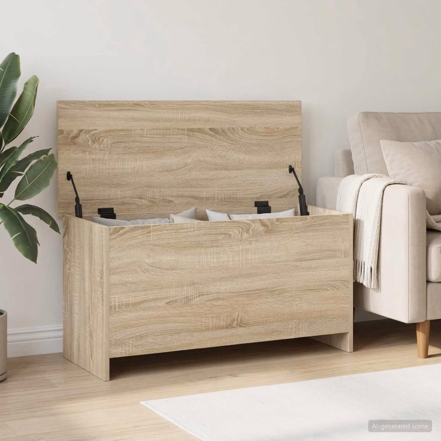 Cassa di stoccaggio moderna vidaXL in MDF color rovere sonoma, L 100 x P 40 x H 50 cm