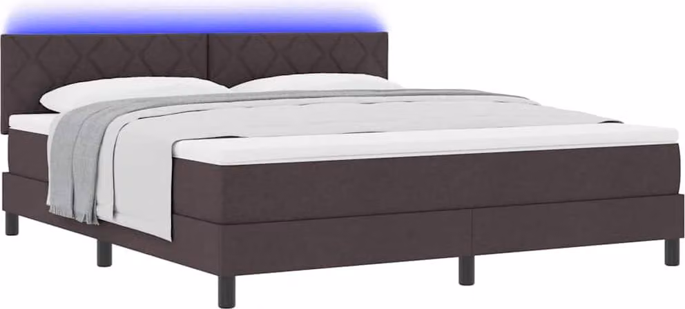 Letto a molle con materasso marrone scuro 180 x 200 cm in tessuto