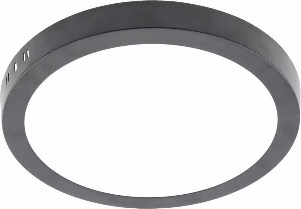 Lampada da soffitto a LED 24w a vista Pannelli da soffitto Lampada da soffitto nera rotonda | Ø30,3 cm | Bianco caldo | 2000 lumen