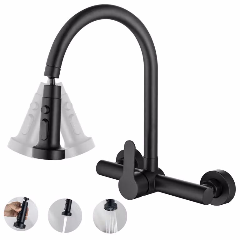 Rubinetto da parete con bocchetta girevole a 360° per la cucina