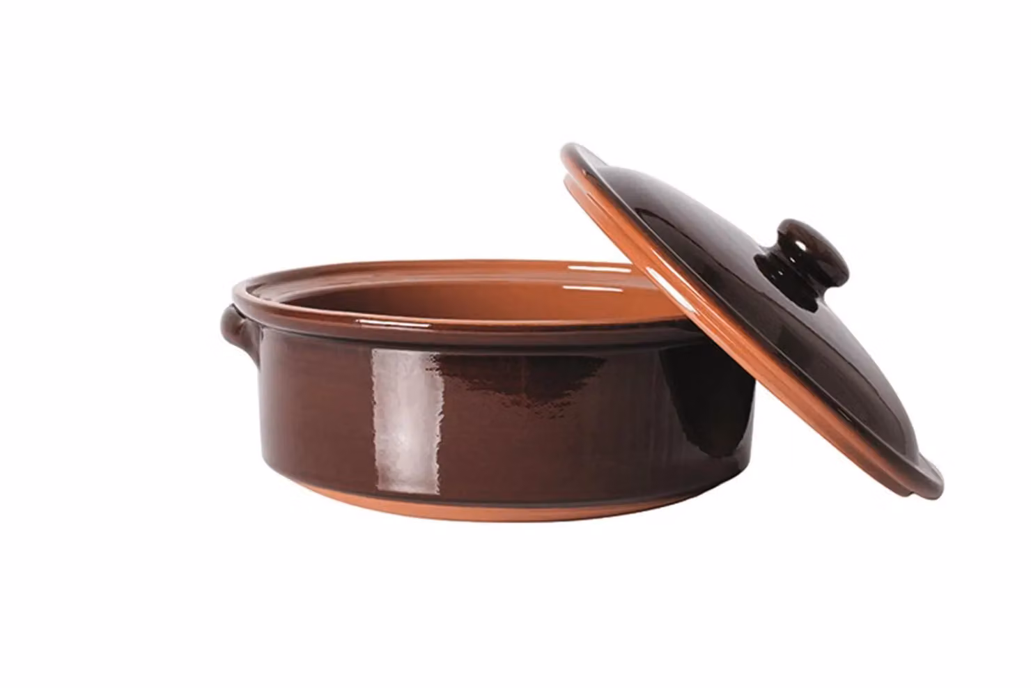 Casseruola con coperchio in terracotta, diam. 28cm