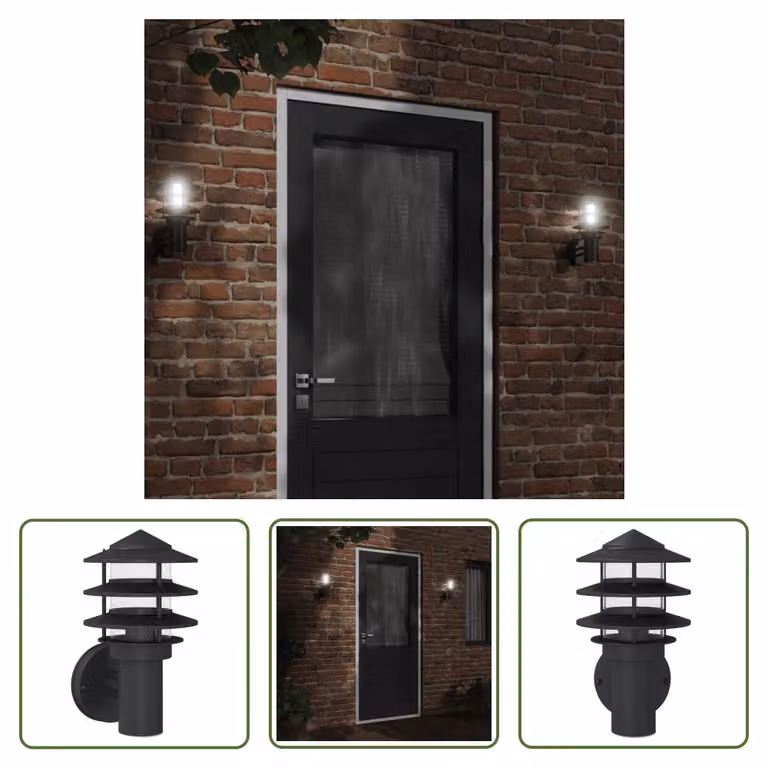 The Living Store Applique da esterno in acciaio inox nero
