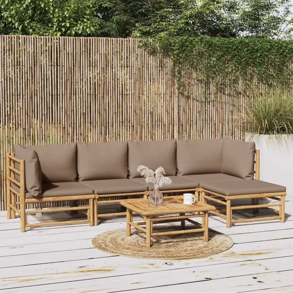 Maison Exclusive - Set da giardino da 6 pezzi con cuscini color taupe in bambù