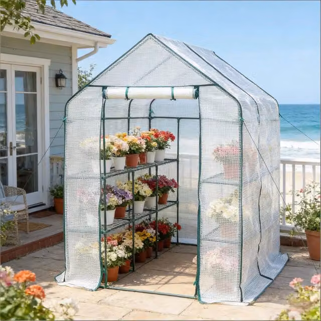 Serra da giardino REDOM bianca in acciaio e PVC L: 143 cm, P: 215 cm, H: 195 cm – 1