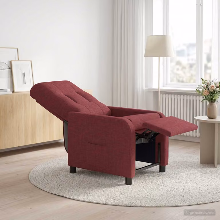 vidaXL Poltrona reclinabile relax in tessuto rosso con braccioli e struttura moderna
