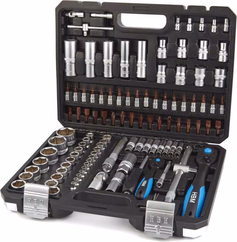 Set premium di utensili nudi, 1/4'', 1/2'', 108 pezzi HBM